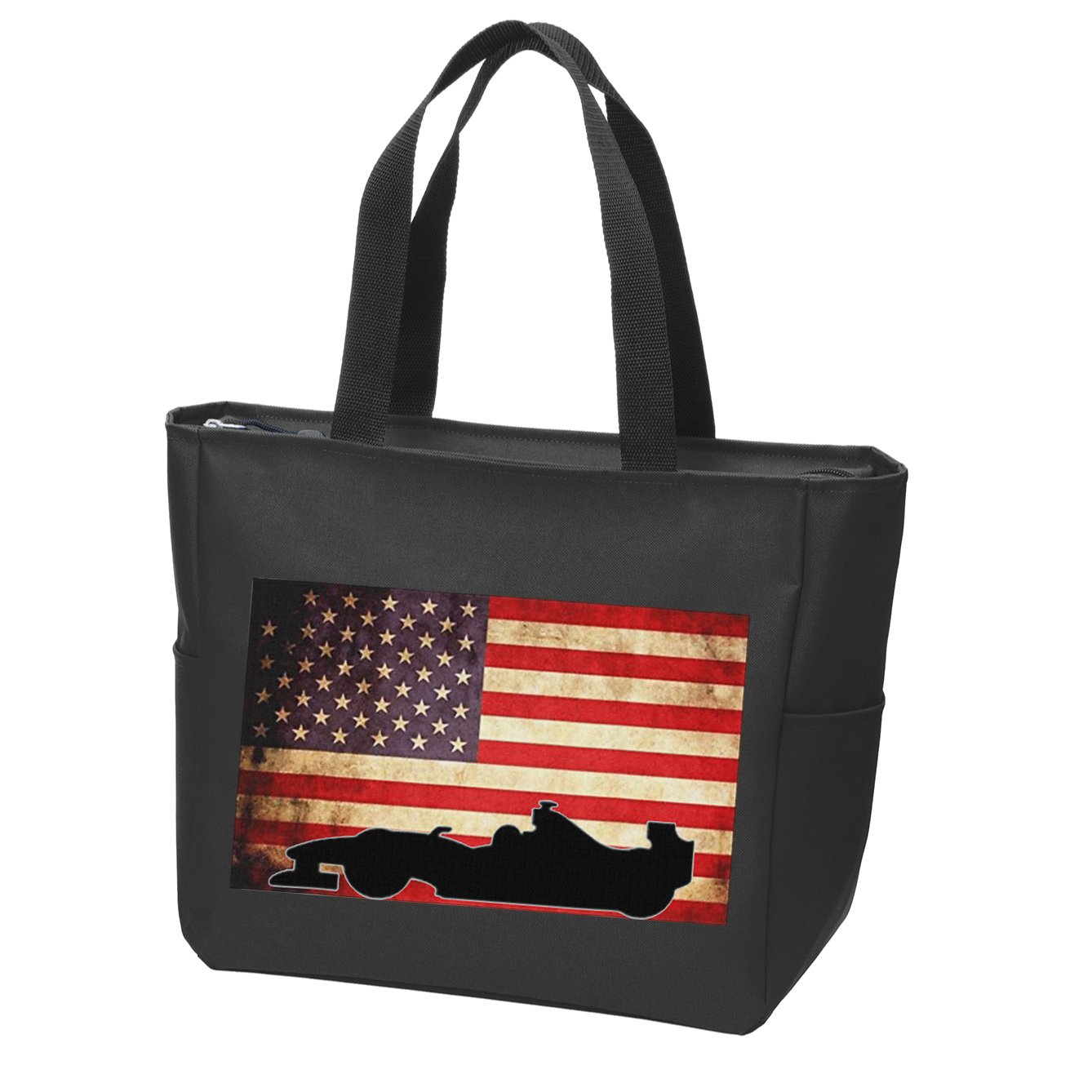 American Usa Flag Indy Car Fan Lover Racecar Formula Gift Zip Tote Bag