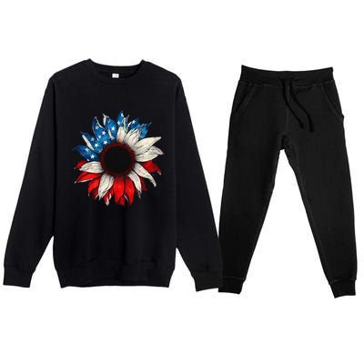 American USA Flag sunflower patriotic 4th of July Premium Crewneck Sweatsuit Set