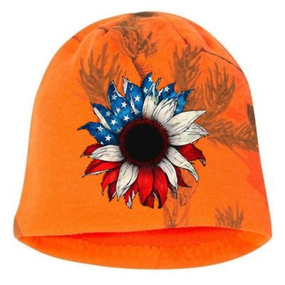 American USA Flag sunflower patriotic 4th of July Kati - Camo Knit Beanie