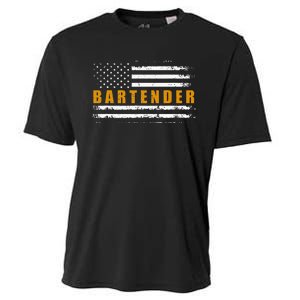 American Usa Flag Bartender Bartending Cooling Performance Crew T-Shirt