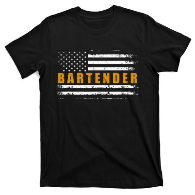 American Usa Flag Bartender Bartending T-Shirt