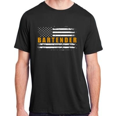 American Usa Flag Bartender Bartending Adult ChromaSoft Performance T-Shirt