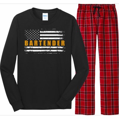 American Usa Flag Bartender Bartending Long Sleeve Pajama Set