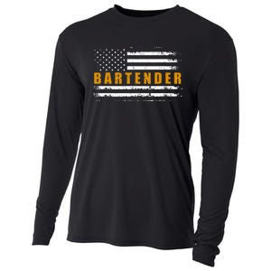 American Usa Flag Bartender Bartending Cooling Performance Long Sleeve Crew