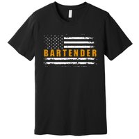 American Usa Flag Bartender Bartending Premium T-Shirt