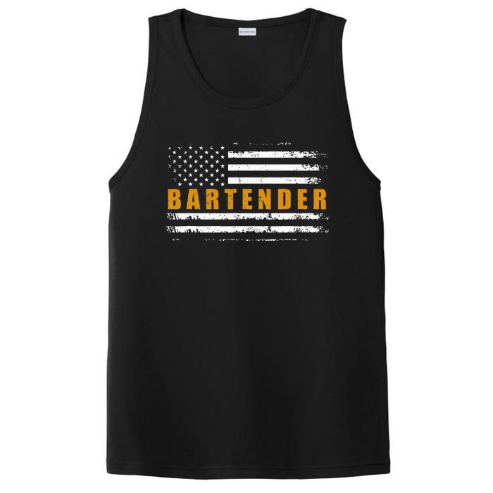 American Usa Flag Bartender Bartending PosiCharge Competitor Tank