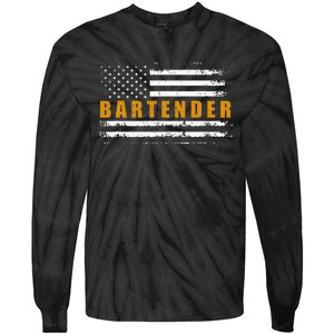 American Usa Flag Bartender Bartending Tie-Dye Long Sleeve Shirt