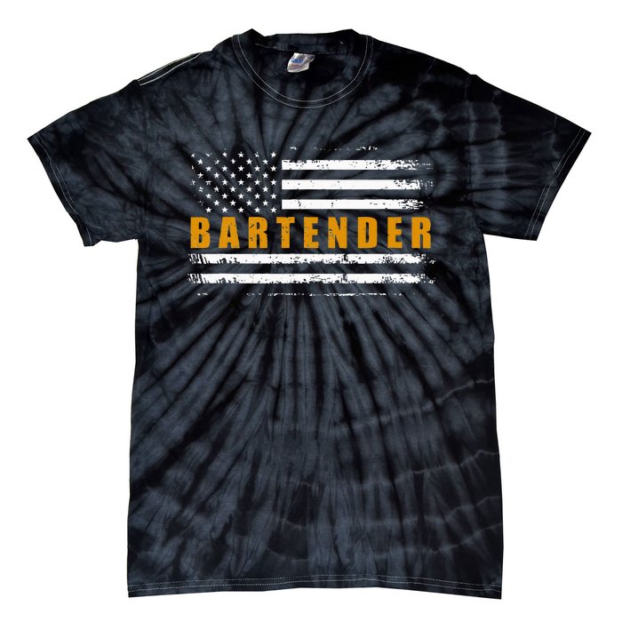 American Usa Flag Bartender Bartending Tie-Dye T-Shirt