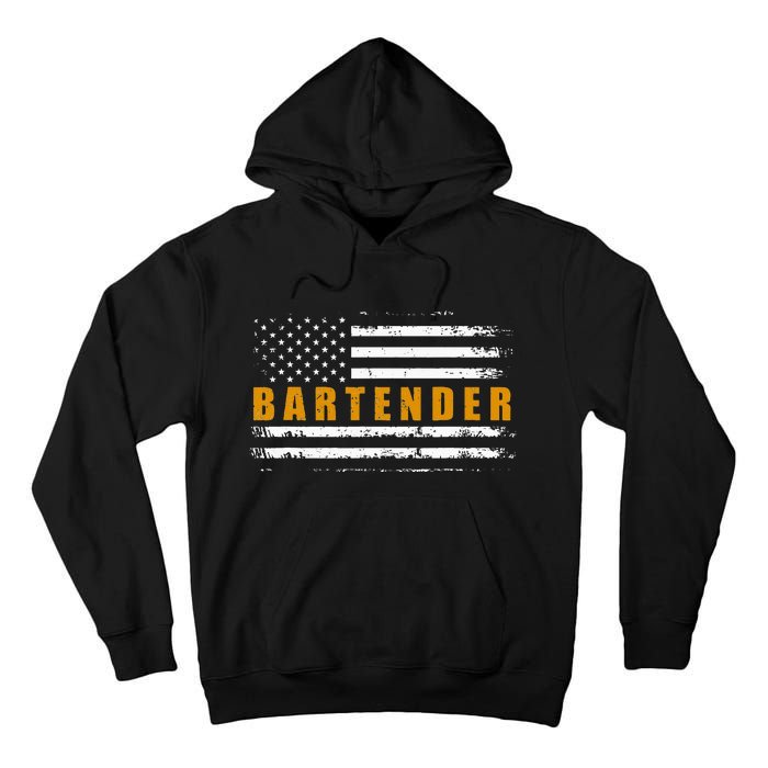 American Usa Flag Bartender Bartending Tall Hoodie