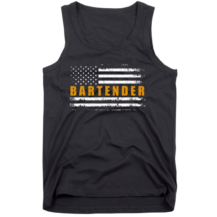 American Usa Flag Bartender Bartending Tank Top