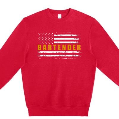 American Usa Flag Bartender Bartending Premium Crewneck Sweatshirt