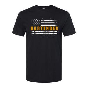 American Usa Flag Bartender Bartending Softstyle CVC T-Shirt