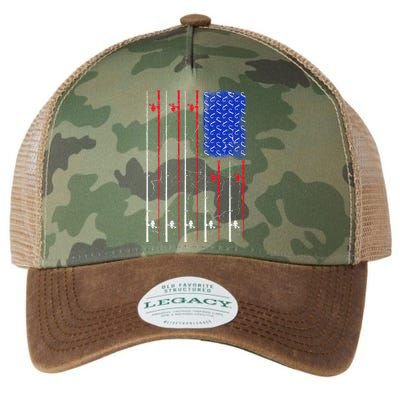 American US Flag Fishing Rod , Fisherman Top For Him Legacy Tie Dye Trucker Hat
