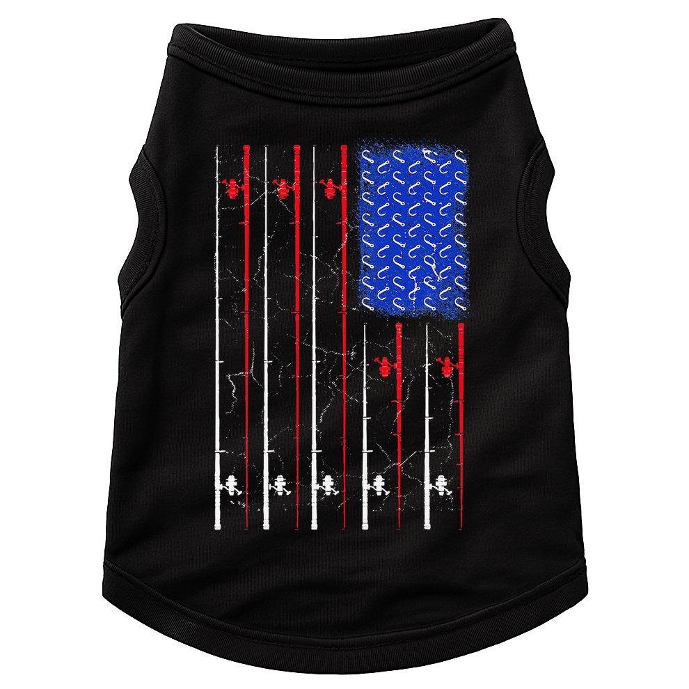 American US Flag Fishing Rod , Fisherman Top For Him Doggie Tank