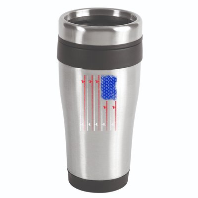 American US Flag Fishing Rod , Fisherman Top For Him 16oz Travel Tumbler