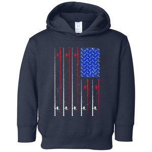 American US Flag Fishing Rod , Fisherman Top For Him Toddler Hoodie