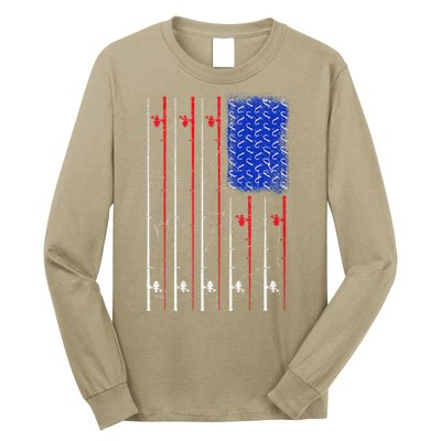 American US Flag Fishing Rod , Fisherman Top For Him Long Sleeve Shirt