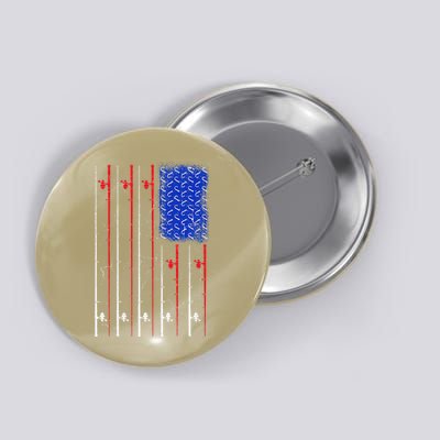 American US Flag Fishing Rod , Fisherman Top For Him Button