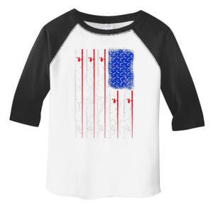 American US Flag Fishing Rod , Fisherman Top For Him Toddler Fine Jersey T-Shirt