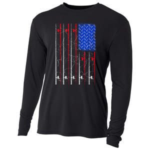 American Us Flag Fishing Rod Top Cool Fisherman Top For Him Cooling Performance Long Sleeve Crew