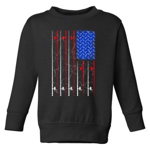 American Us Flag Fishing Rod Top Cool Fisherman Top For Him Toddler Sweatshirt