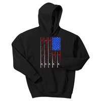 American Us Flag Fishing Rod Top Cool Fisherman Top For Him Kids Hoodie