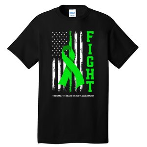 American US Flag Fight Traumatic Brain Injury Awareness Tall T-Shirt