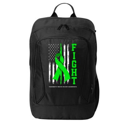 American US Flag Fight Traumatic Brain Injury Awareness City Backpack