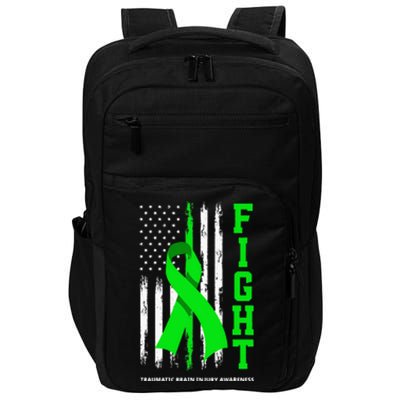 American US Flag Fight Traumatic Brain Injury Awareness Impact Tech Backpack