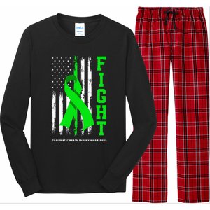 American US Flag Fight Traumatic Brain Injury Awareness Long Sleeve Pajama Set