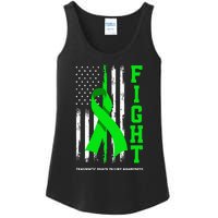 American US Flag Fight Traumatic Brain Injury Awareness Ladies Essential Tank