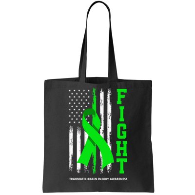 American US Flag Fight Traumatic Brain Injury Awareness Tote Bag