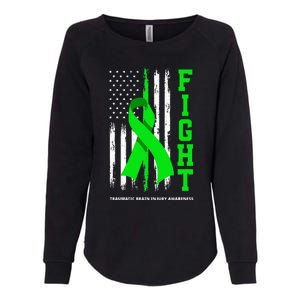 American US Flag Fight Traumatic Brain Injury Awareness Womens California Wash Sweatshirt