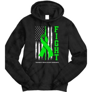 American US Flag Fight Traumatic Brain Injury Awareness Tie Dye Hoodie