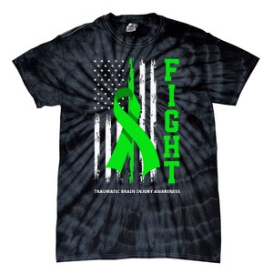 American US Flag Fight Traumatic Brain Injury Awareness Tie-Dye T-Shirt