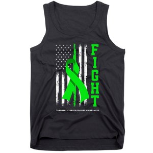 American US Flag Fight Traumatic Brain Injury Awareness Tank Top