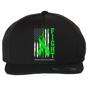 American US Flag Fight Traumatic Brain Injury Awareness Wool Snapback Cap