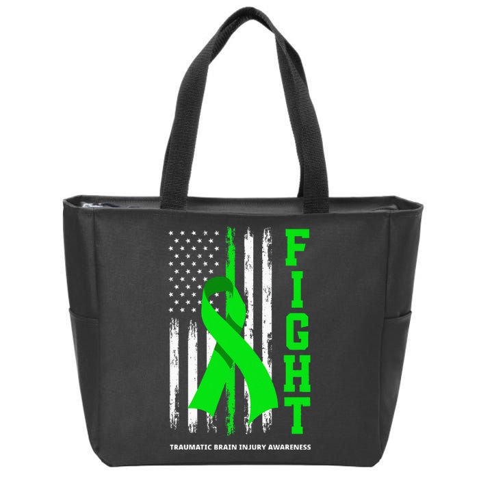 American US Flag Fight Traumatic Brain Injury Awareness Zip Tote Bag