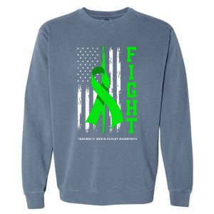 American US Flag Fight Traumatic Brain Injury Awareness Garment-Dyed Sweatshirt