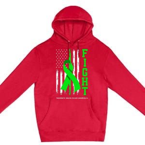 American US Flag Fight Traumatic Brain Injury Awareness Premium Pullover Hoodie