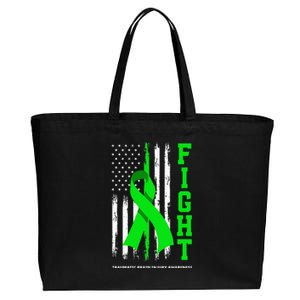 American US Flag Fight Traumatic Brain Injury Awareness Cotton Canvas Jumbo Tote