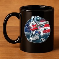 American USA Flag Rocking Space Astronaut 11oz C Handle Ceramic Mug