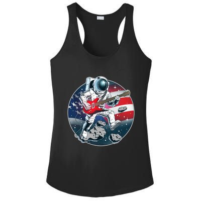 American USA Flag Rocking Space Astronaut Ladies PosiCharge Competitor Racerback Tank