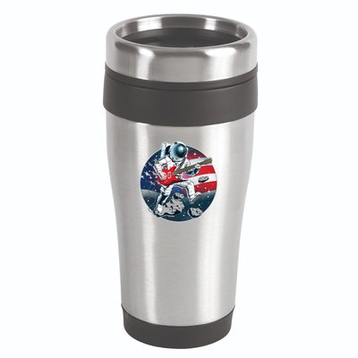 American USA Flag Rocking Space Astronaut 16oz Travel Tumbler