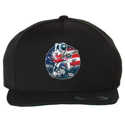 American USA Flag Rocking Space Astronaut Wool Snapback Cap