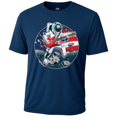 American USA Flag Rocking Space Astronaut Performance Shirt
