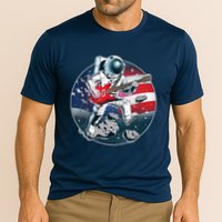 American USA Flag Rocking Space Astronaut Cooling Performance Crew T-Shirt
