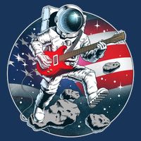 American USA Flag Rocking Space Astronaut Cooling Performance Crew T-Shirt