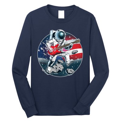 American USA Flag Rocking Space Astronaut Long Sleeve Shirt