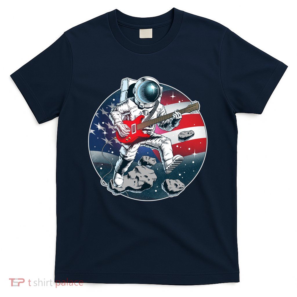 American USA Flag Rocking Space Astronaut T-Shirt